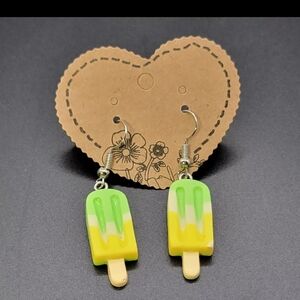 Ice Cream earrings popsicle. Green/yellow